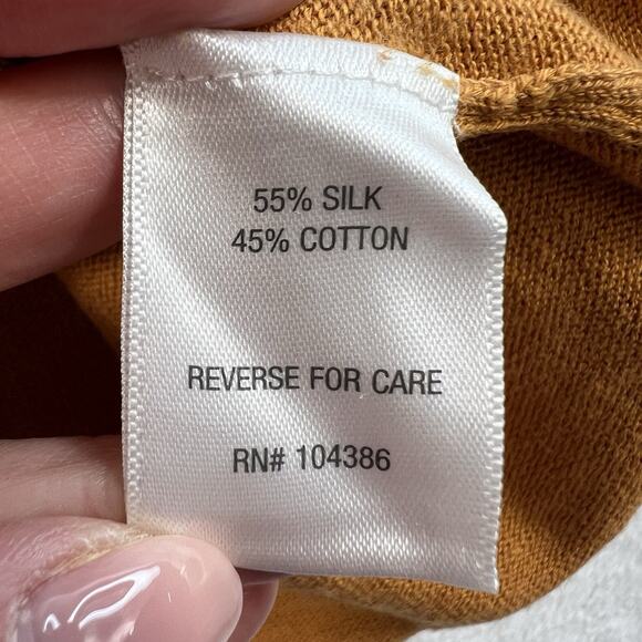 Sundance M Medium Sweater Silk Blend Gold Mustard Round Neck Long Sleeve Knit - Picture 7 of 13